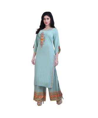 Embroidery Kurta with palazzo For Women 3