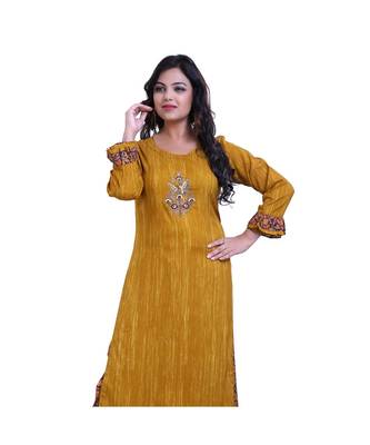 Mustard embellished kurta & Palazzo For Women 5