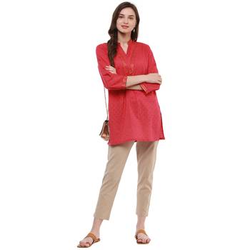 Red Printed Cotton Tunics 1