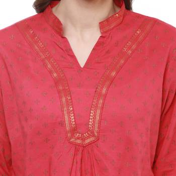 Red Printed Cotton Tunics 5