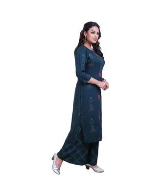 embellished kurta with palazzo For Women 2