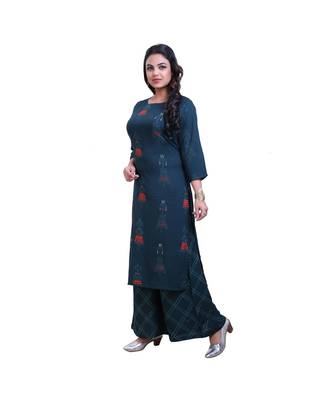 embellished kurta with palazzo For Women 3