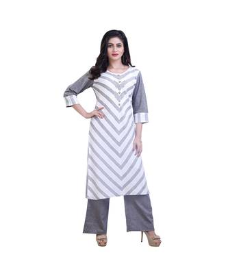 White & grey Kurta with palazzo For Women 2