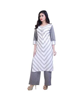 White & grey Kurta with palazzo For Women 3
