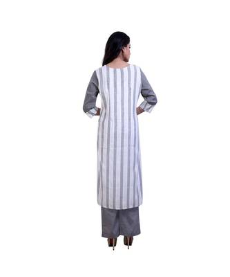 White & grey Kurta with palazzo For Women 4