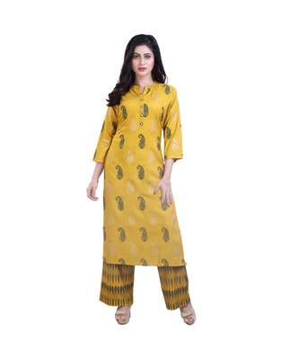 Mustard Kurta With Palazzo For Women 1