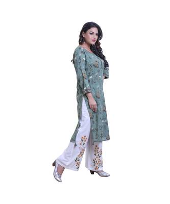 green Kurta with Palazzo For Women 2