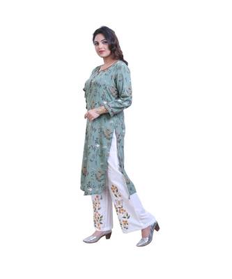 green Kurta with Palazzo For Women 3