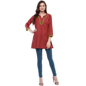 Red Printed Cotton Tunics 1