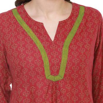 Red Printed Cotton Tunics 5