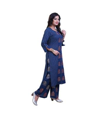 Dark Blue Kurta With Palazzo For Women 2