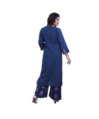 Dark Blue Kurta With Palazzo For Women 4
