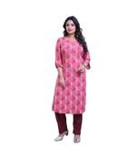 Pink Printed Kurta With Pant  For Women