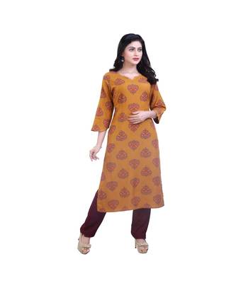 Mustard kurta with pants For Women 2