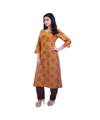 Mustard kurta with pants For Women 3