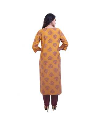 Mustard kurta with pants For Women 4