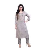 beige Kurta with Pants For Women