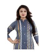 Designer Grey Printed Kurta with dupatta For Women
