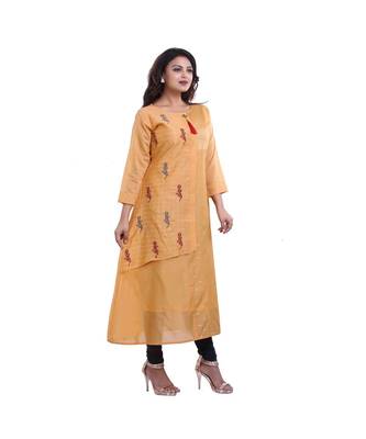 Designer Orange embroidered A-line Kurta  For Women 2