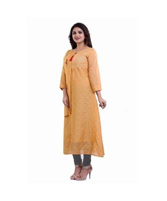 Designer Orange embroidered A-line Kurta  For Women 3