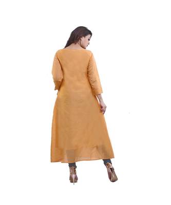 Designer Orange embroidered A-line Kurta  For Women 4