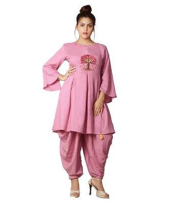 Pink Dhoti Kurta Set For Women 1