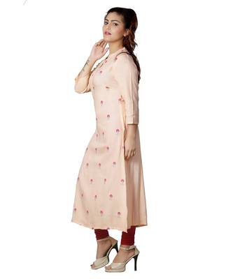 Peach embroidered Kurti For Women 3