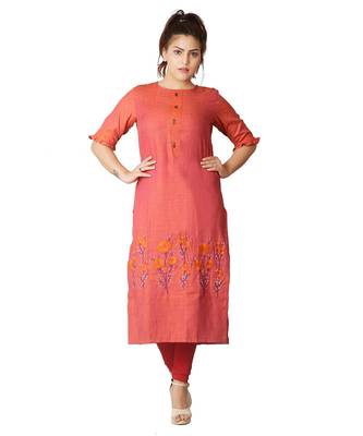 Orange embroidered Kurti For Women 1