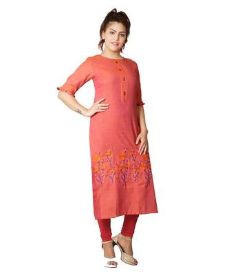 Orange embroidered Kurti For Women 2
