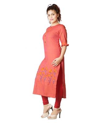 Orange embroidered Kurti For Women 3