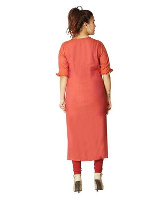 Orange embroidered Kurti For Women 4
