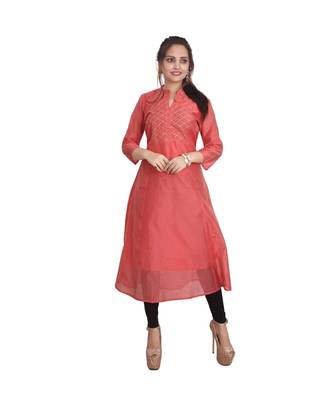 Peach Embellished Kurti For Women 1