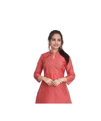 Peach Embellished Kurti For Women 4