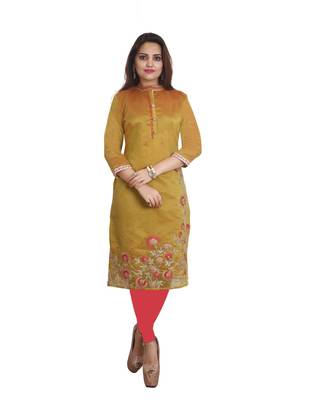 Mustard embroidered Kurti  For Women 1