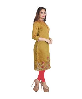 Mustard embroidered Kurti  For Women 2