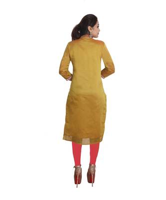 Mustard embroidered Kurti  For Women 4