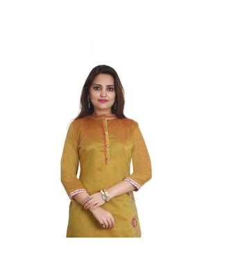 Mustard embroidered Kurti  For Women 5