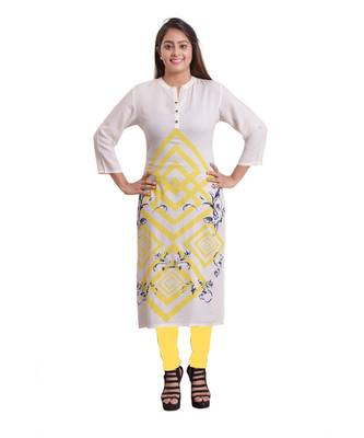 Yellow Printed Kurti For Women 1