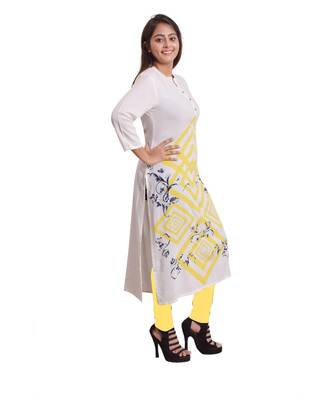 Yellow Printed Kurti For Women 2