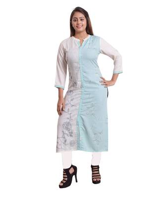 Sky Blue Printed Kurti For Women 1