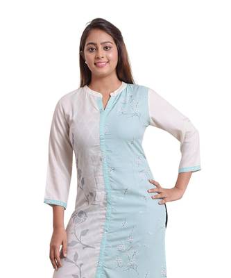 Sky Blue Printed Kurti For Women 5