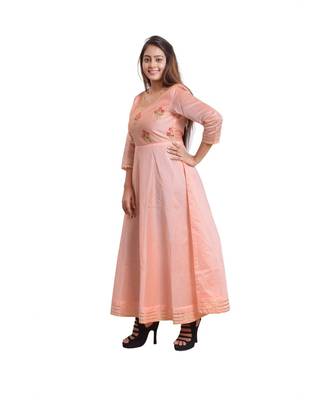 Peach Embellish Anarkali For Women 3