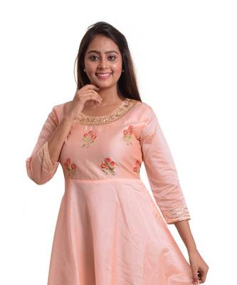 Peach Embellish Anarkali For Women 5