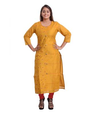 Mustard Embellished Kurti For Women 1
