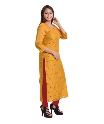 Mustard Embellished Kurti For Women 2