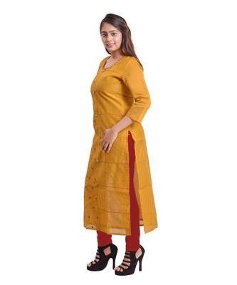 Mustard Embellished Kurti For Women 3