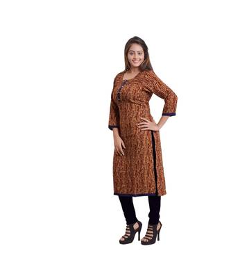 Brown Printed Kurti For Women 3