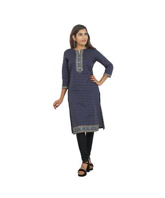 Blue Printed Kurti For Women 1