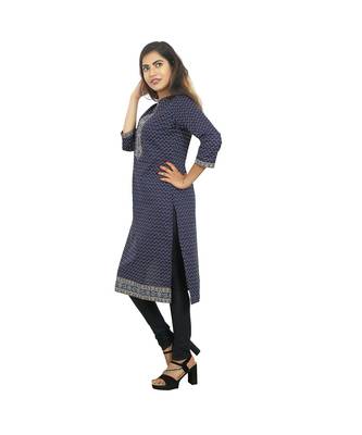 Blue Printed Kurti For Women 3