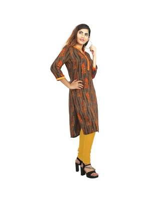 Mustard Printed Kurti For Women 2